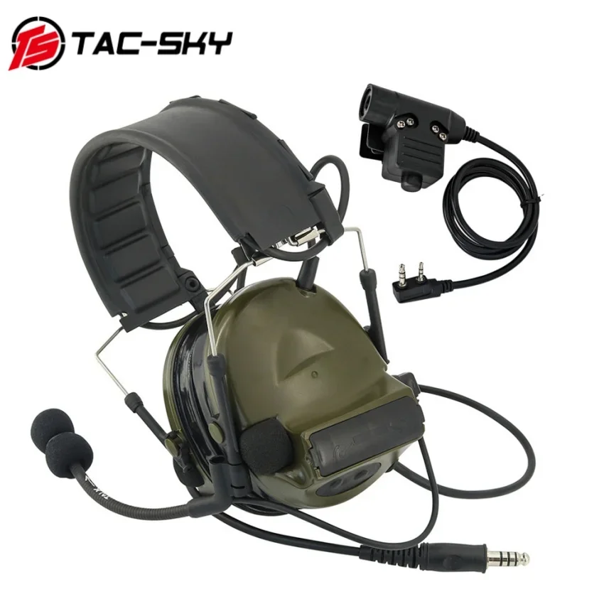 

TAC-SKY Detachable Headband COMTAC II Tactical Shooting Headset Active Noise Reduction Airsoft Hunting Headphones with U94 PTT