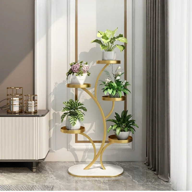 High Tray Multi-Layer Light Luxury Plant Stand - Living Room Flower Rack Stable and Durable for Indoor Gardening Enhances Decor