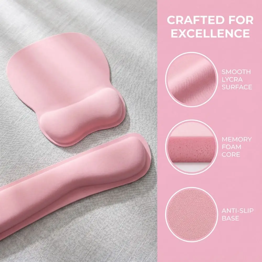 3Pcs Comfortable Keyboard Wrist Rest Set Soft Non-Slip Base Wristband Mouse Mat Coaster Ergonomic Keyboard Hand Cushion