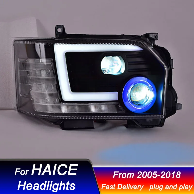 سيارة Led المصابيح الأمامية لتويوتا هايس 2005-2018 نمط جديد LED رئيس مصباح ترقية DRL ديناميكية مصباح إشارة الجبهة ضوء الجمعية