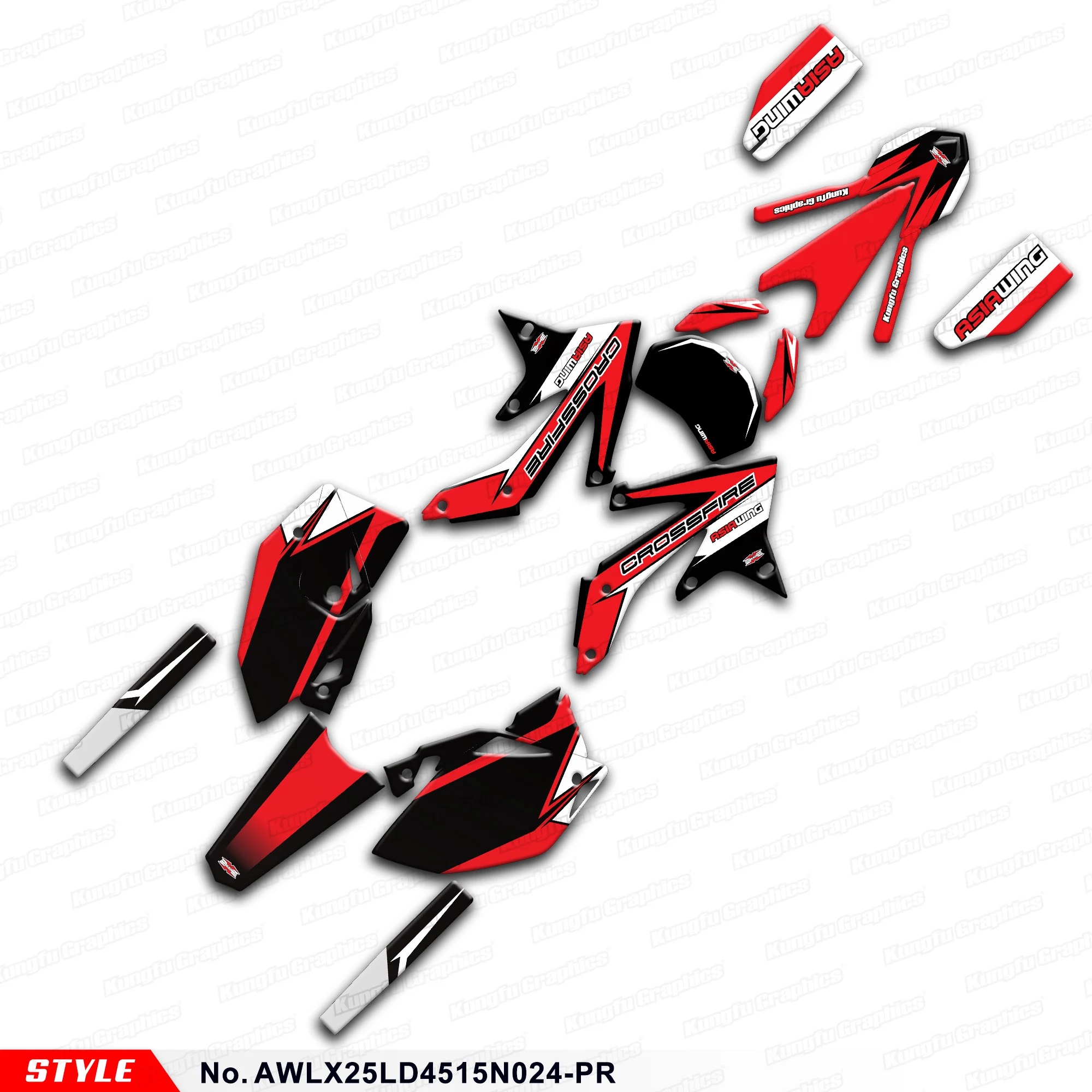 

JY RACING мотоциклетная графическая наклейка из ламината, устойчивая к ультрафиолетовому излучению для Asiawing LX250 LD450 2015-2024, AWLX25LD4515N0024-PR