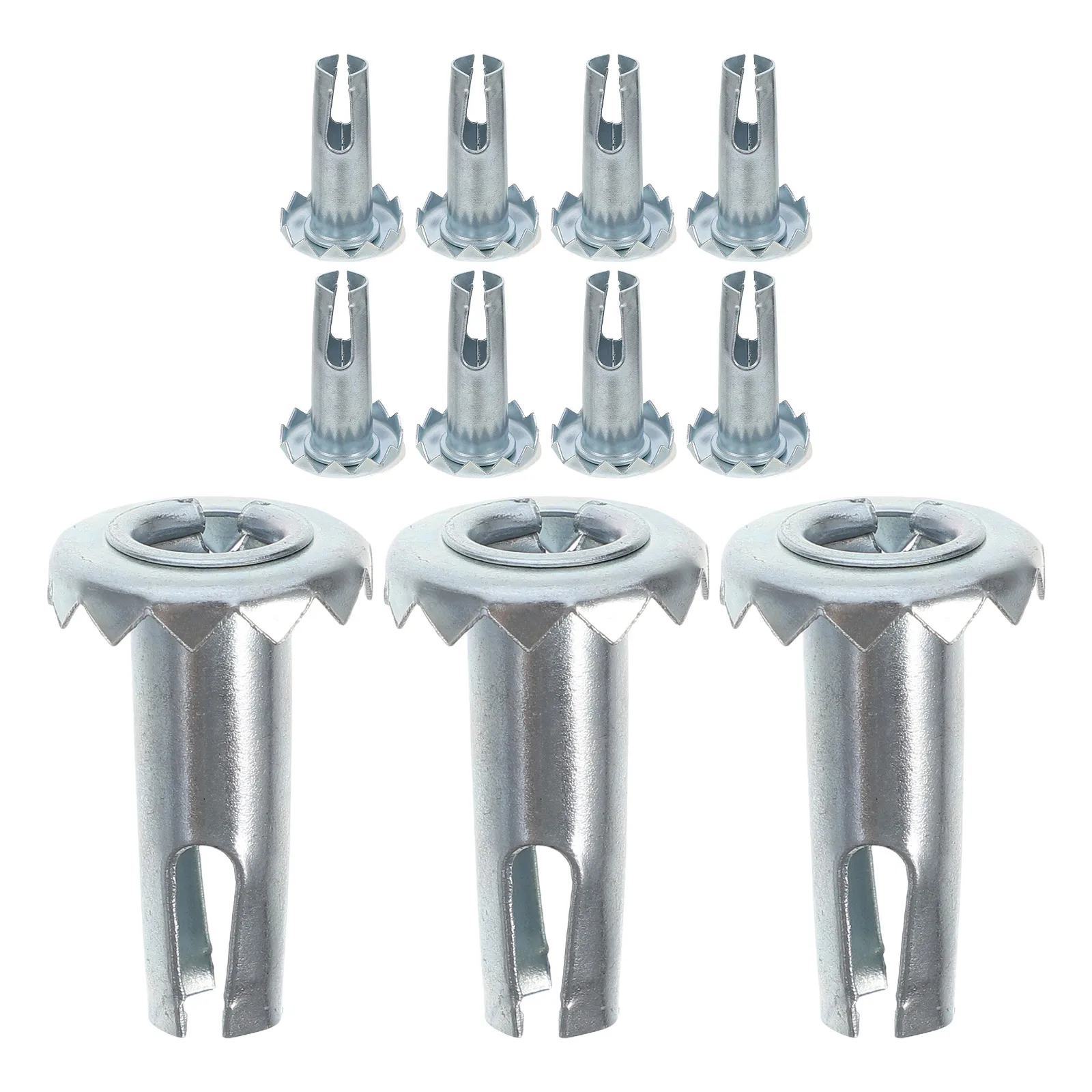 

12 Pcs Caster Sockets Metal Stem Sleeve Silver Iron Heavy Duty Furniture Stool Wheel Plug-in Replacement Round Inserts Stem