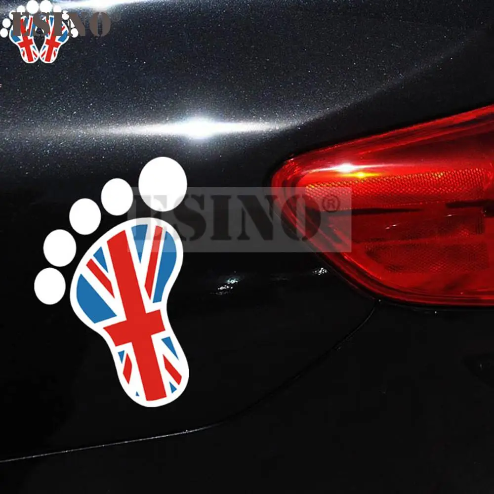 2 x Car Styling Fashion Decorative Car Accessories British Flag Footprint Creative PVC Waterproof Stickers Car Whole Body Decals