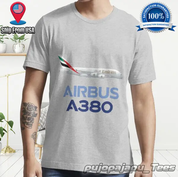 NEW Airbus A380 airplane Essential American Funny Logo Men TShirt Size S-5XL