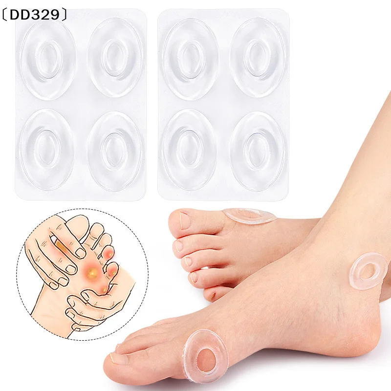 〔DD329〕4pcs Waterproof Toe Cushions Oval Gel Callus Pads From Rubbing Reusable Foot Corn Sticker Calluses Protector