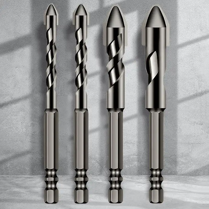 High Hardness Skewed Head Eccentric Drill 6/8/10/12mm Four-Blade Alloy Cross Drill Bit for Tile Ceramic Glass Special Drill Bit