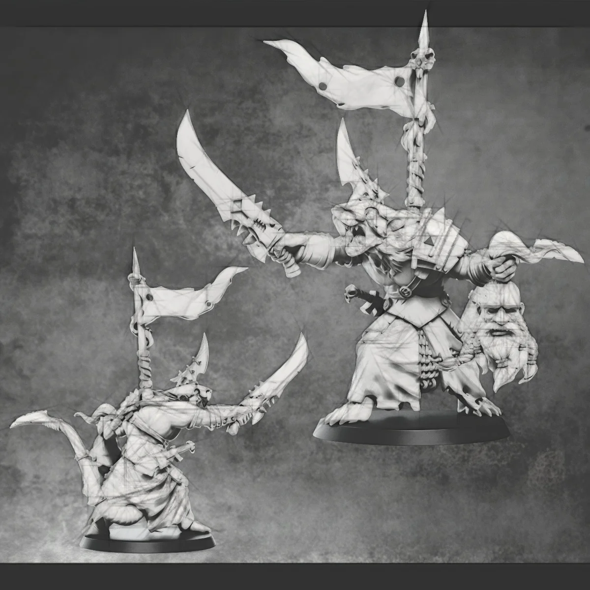 Resin soldier model GK 28mm Rat Warlord (only 1 rat, with multiple weapons) unassembled and unpainted DIY kit 1611W