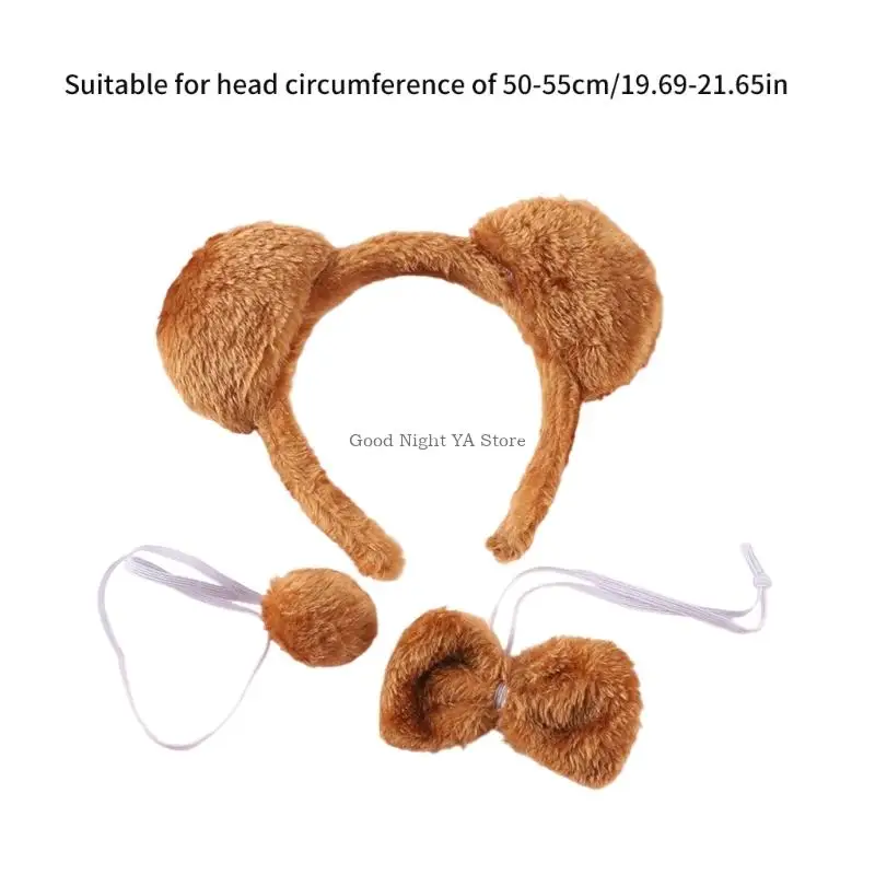 Beer ear hoofdband pluche staart en bowtie halloween beren kostuum voor vrouwen jochie