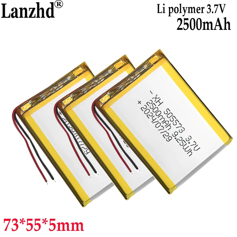 2025 505573   Batteria ai polimeri di litio da 3,7 V 2500 mAh per localizzatore di auto banca di ricarica per laptop tablet perso; lampada da scrivania per prevenire l'illuminazione a LED