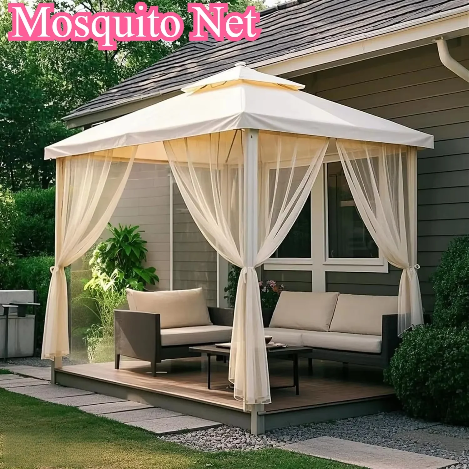 UV Resistant Fine Mesh Mosquito Net Outdoor Screen Doors Curtains for Courtyards Gardens Terraces Balconies Villas Sunrooms