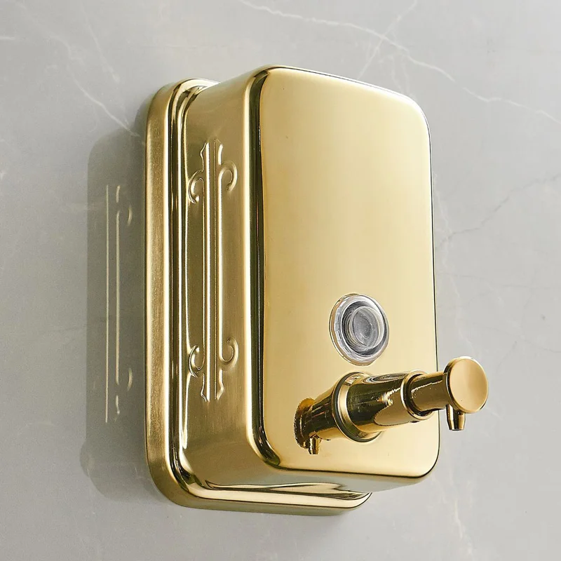 . 500ml Luxuy Gold Color Stainless Steel Wall Mounted Liquid Shower Soap Dispenser Bathroom Shampoo Soap Box YT2013G