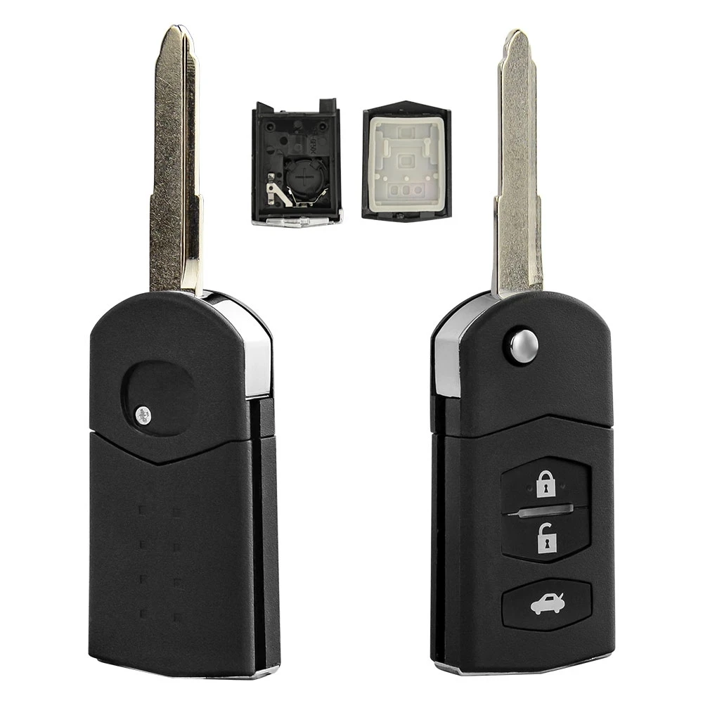 XNRKEY 2/3 Button Flip Folding Remote Autoschlüssel Shell Case Fob Big Battery Hold für Mazda 3 5 6 Series M6 RX8 MX5 mit ungeschnittener Klinge