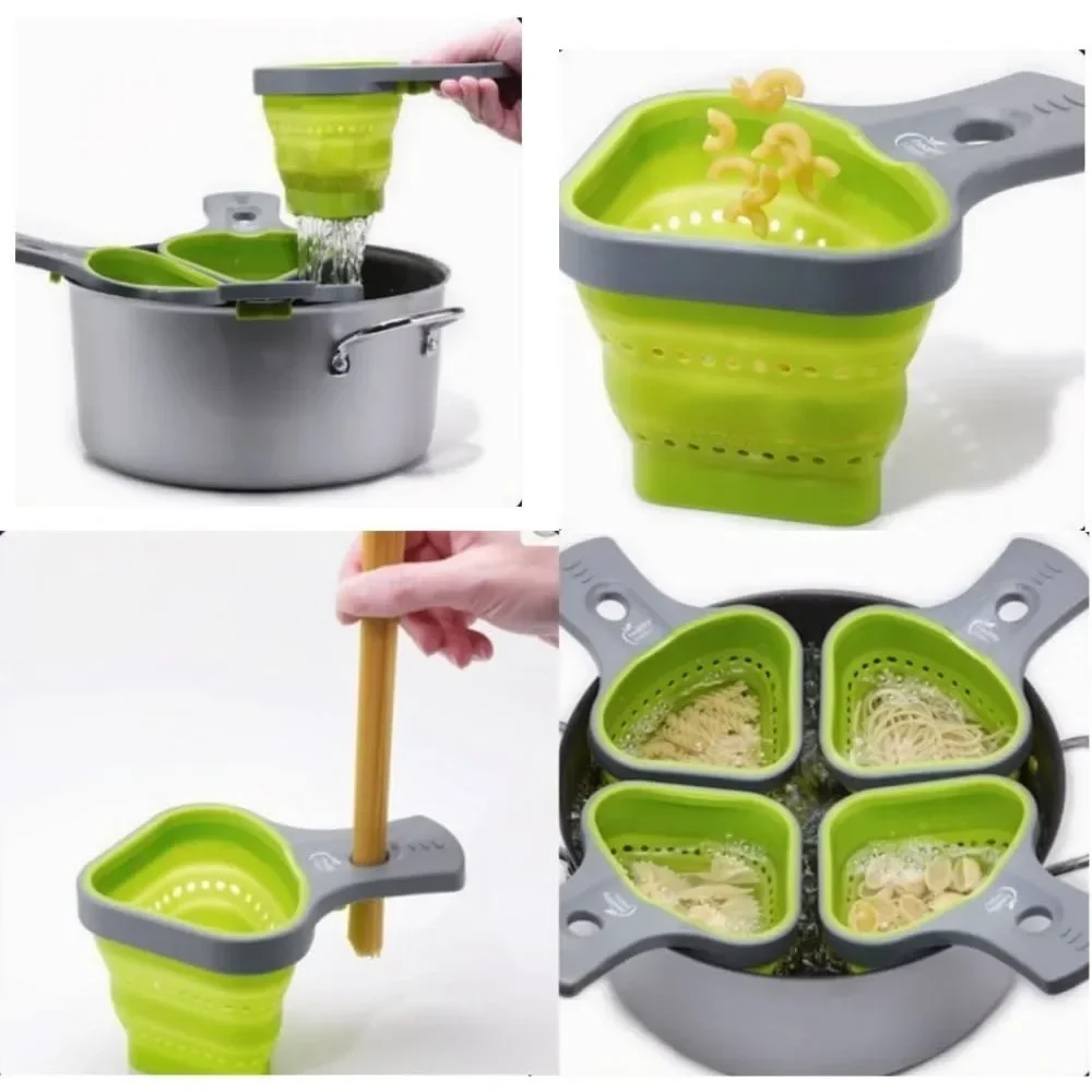 Noticias, herramientas plegables para Pasta, coladores de silicona, colador de cocina, colador de red para espagueti, cesta, colador, herramientas de cocina para hornear