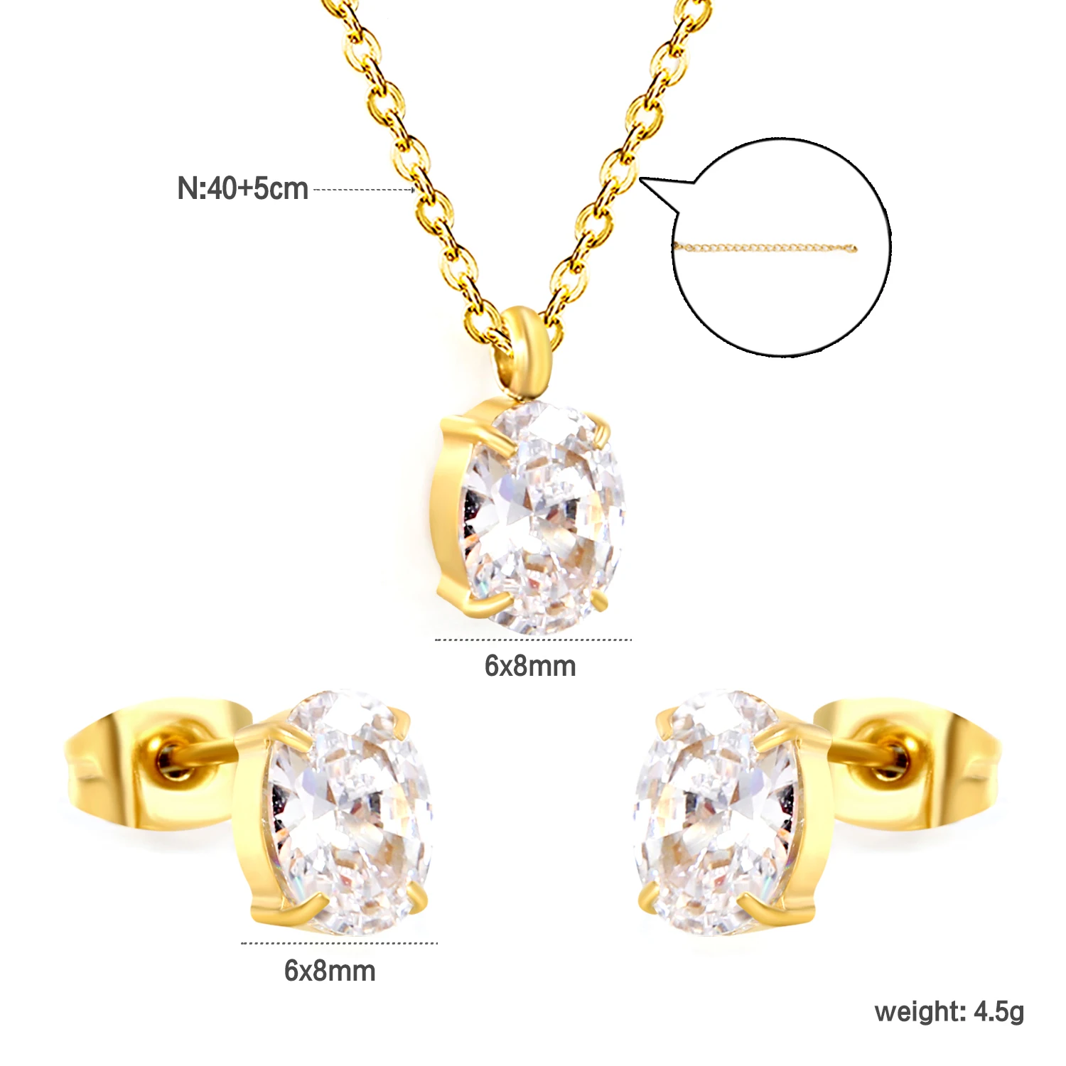 Women's Silver Color Cubic Zirconia Pendants Earring Jewelry Set