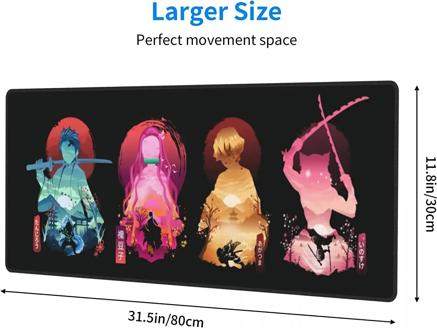 Anime Large Gaming Laptop Mouse Pad Tanjiro Nezuko Zenitsu Inosuke Big Desk Pad PC Keyboard Waterproof Non-Slip Rubber Table Mat