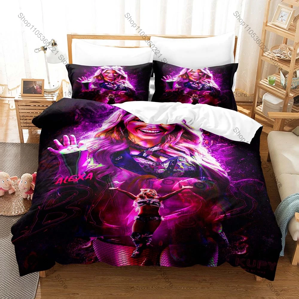 Alexa Dark Gothic Devil Makeup Raw Wrestler Ring Stage Print Duvet Cover + 2 Pillowcases Grunge Dark Microfiber Bedroom Decor - view 4