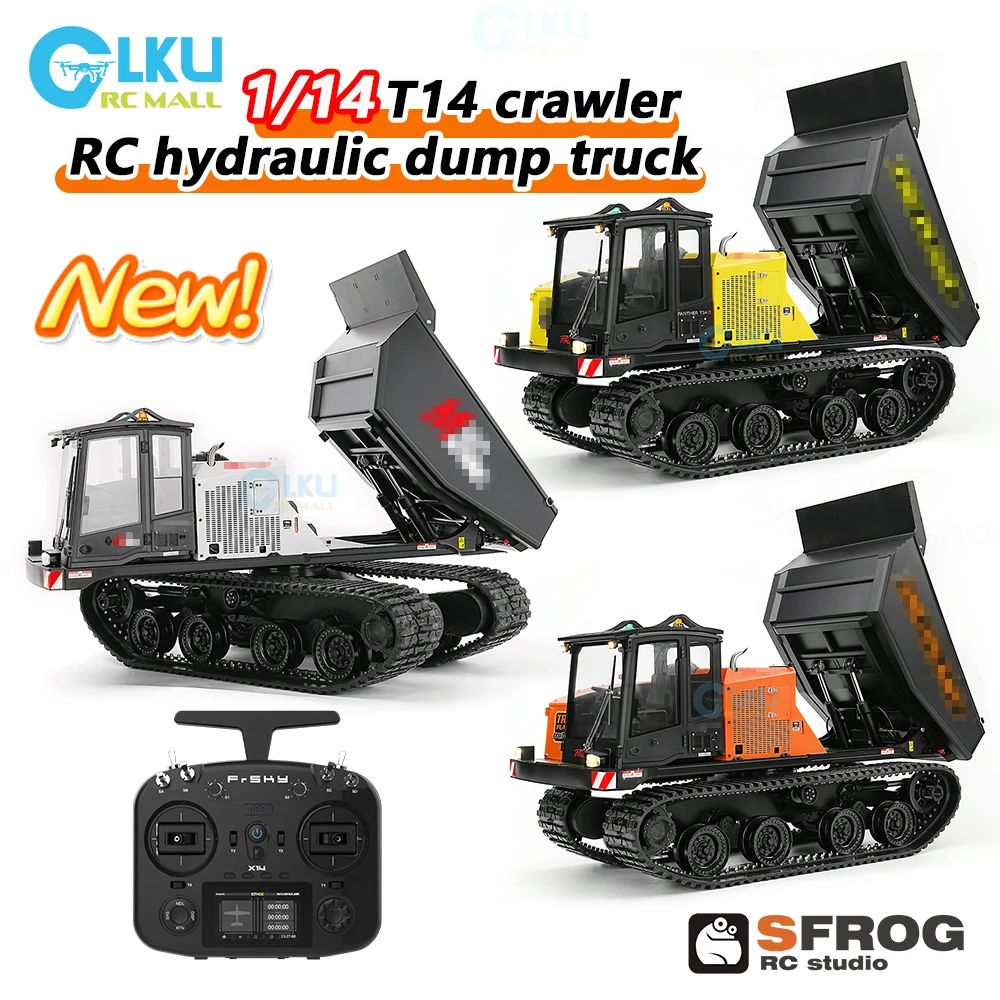 Super Frog 1/14 T14 RC Hydraulic Crawler Dump Truck RTR with Lights and Sound Frsky x14 Remote Controller Ready to Run