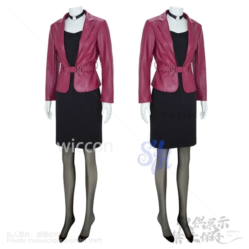 Maria-Disfraz de Anime Game Hill 2, chaqueta de PU, abrigo largo, vestido negro Sexy, pelucas góticas para fiesta de Navidad y Halloween, personalizado