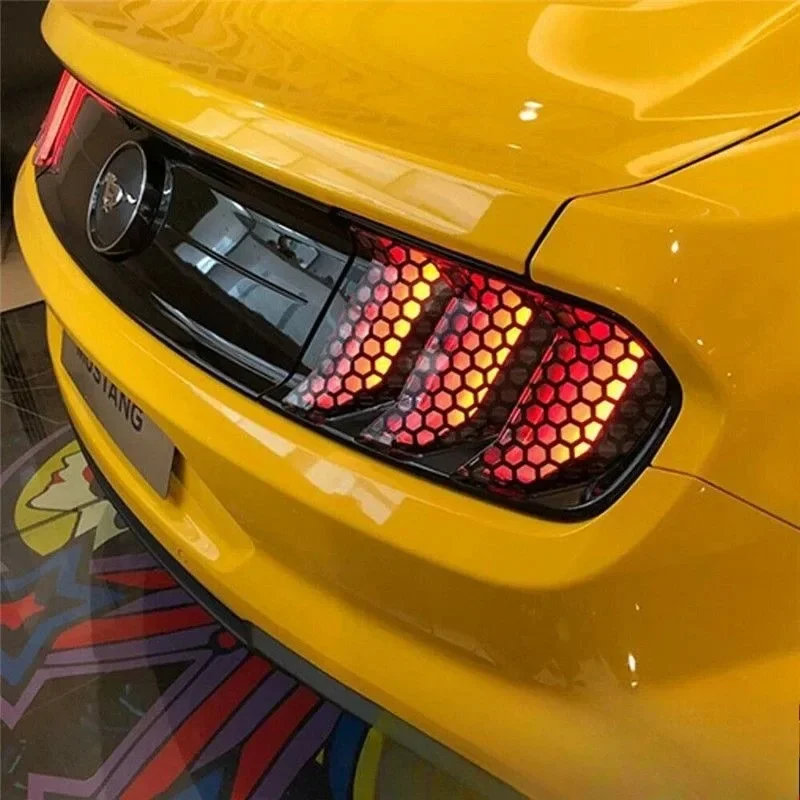 New Fit for Ford Mustang 2015-2022 Tail Light Stickers Specific Stockings Honeycomb Tail Light Film Paper 6PCS for Ford Mustang