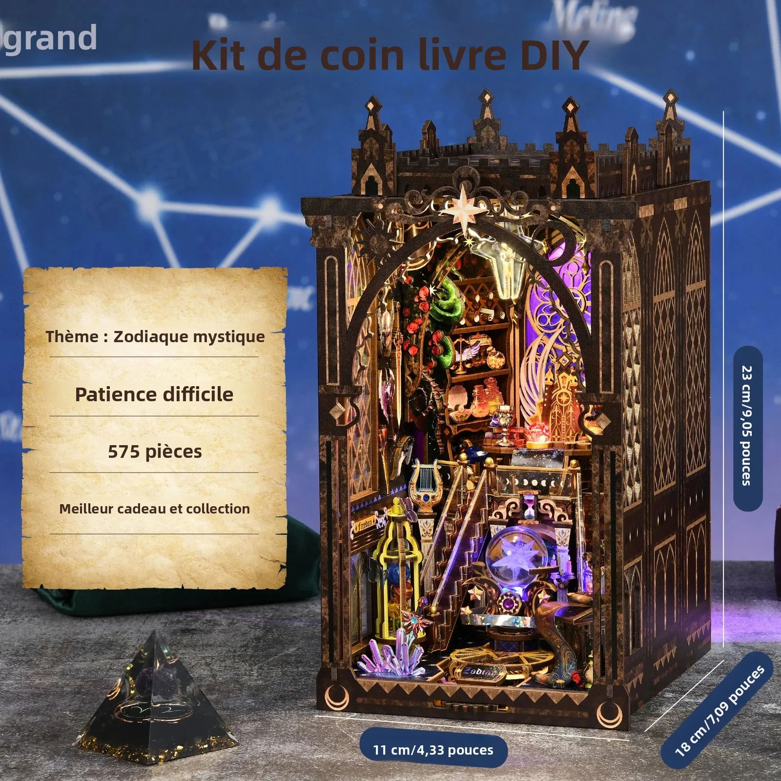 Kit de coin livre douze Constellations 3D, Puzzle en bois, bibliothèque faite à la main, modèle de maison de poupée, serre-livres, décoration de la maison