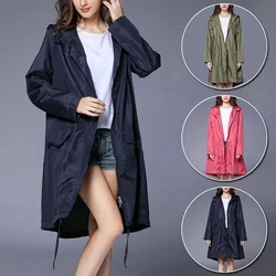 M-2XL 11Colors Windproof Hooded Poncho Zipper Raincoat Portable Long Sleeve Women Outdoor Cycling Hiking Motorcycle Clothes