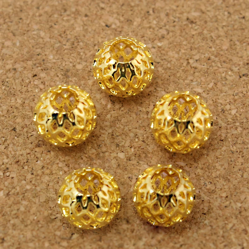 Hot Fashion 6pcs/lot 9*10mm Oval Round Shape Large Big Hole Mesh Net Spacer Decorative Beads For DIY European Bracelet