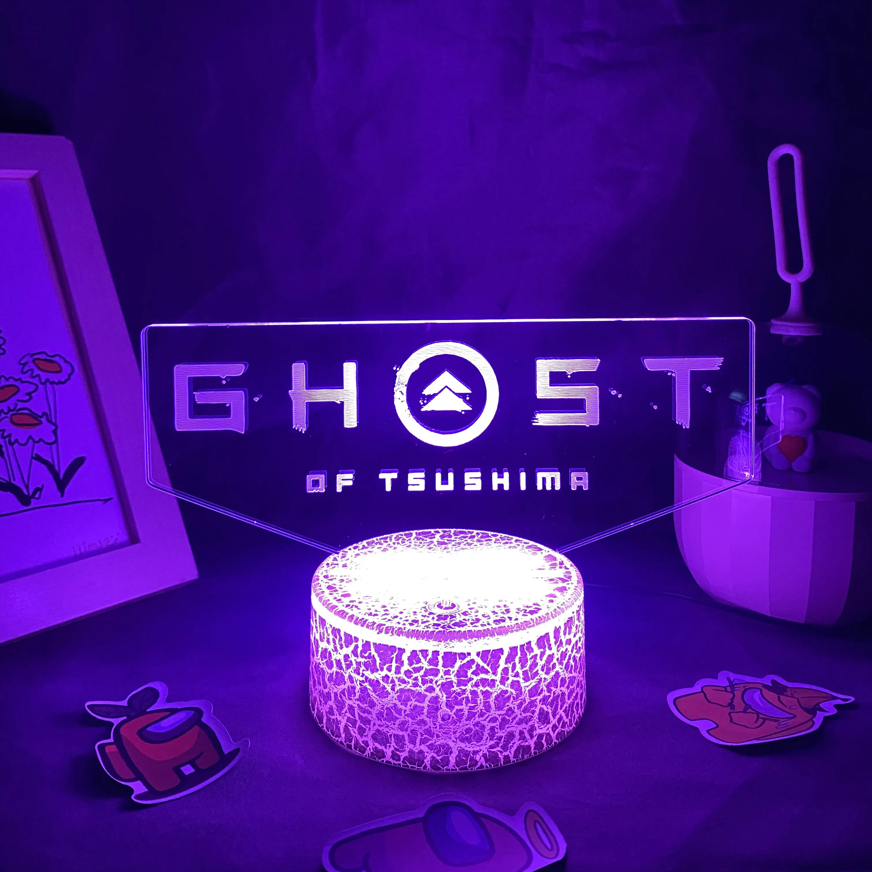 

Ghost of Tsushima Game Logo 3D Led RGB Ночные огни Крутой рождественский подарок для друзей Спальня Стол Красочный декор Игра Неоновые лавовые лампы