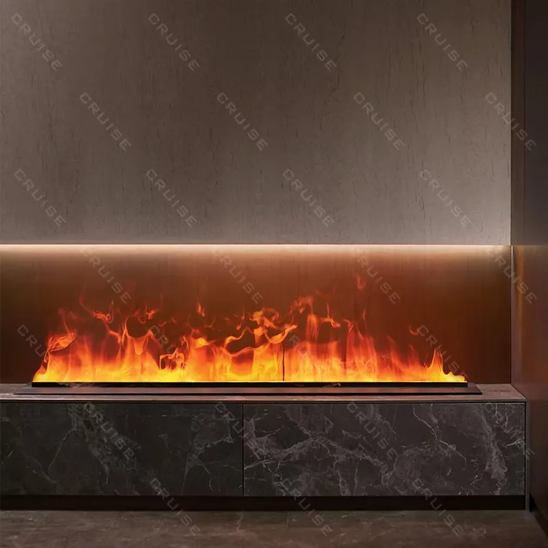 CRUISE Modern 3D Water Atomizing Steam Fireplace 1800mm  Polychromatic Flame Built-In WIFI APP Control For Hotels
