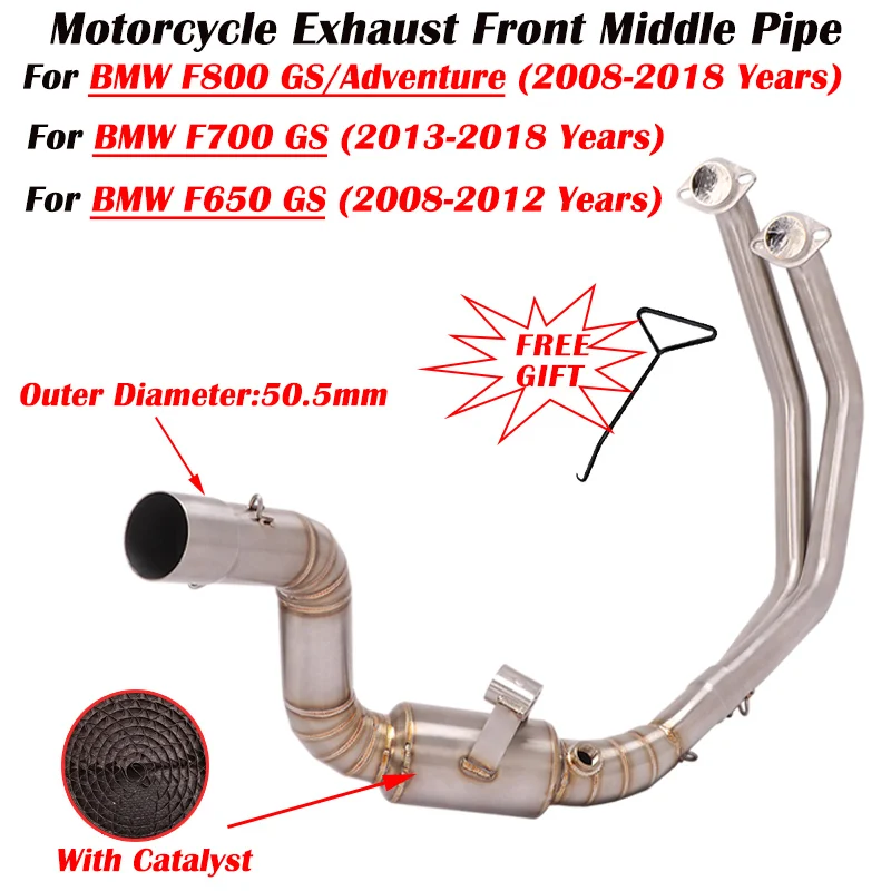 

Slip On For BMW F650 F700 F800 GS Adventure 2008 - 2018 Motorcycle Exhaust Escape System Modified 51mm Muffler Front Link Pipe