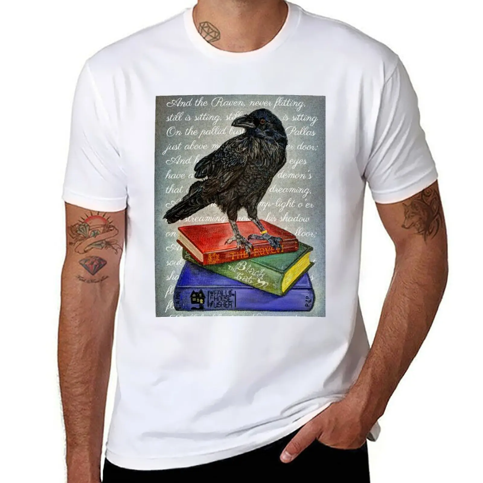 

Surreal Raven - Original Artwork - Inspired by Edgar Allan Poe Poem T-Shirt Work Wear Breathable Tee