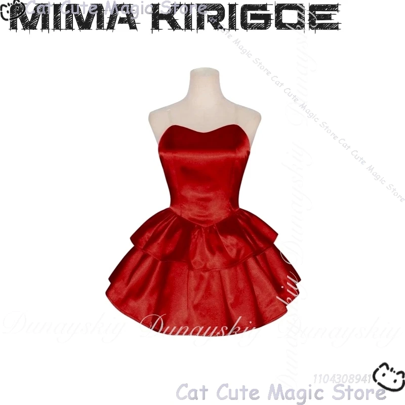 الكمال الأزرق أنيمي ميما كيريجو تأثيري مجموعة CHAM المعبود المغني شعر مستعار قصير مع فستان أحمر حفلة الهالوين كوس الزي مجموعة