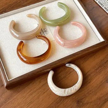 女士復古誇張果凍色暈染手鐲,光滑圓形壓克力手鐲,寬樹脂手鍊配件 M1 6 最佳銷售 手鐲 - №6