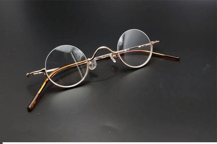Vintage anti blau licht lesebrille Vintage kleine runde brillen mit durchmesser von 35mm gold, silber und schwarz – Detail 7
