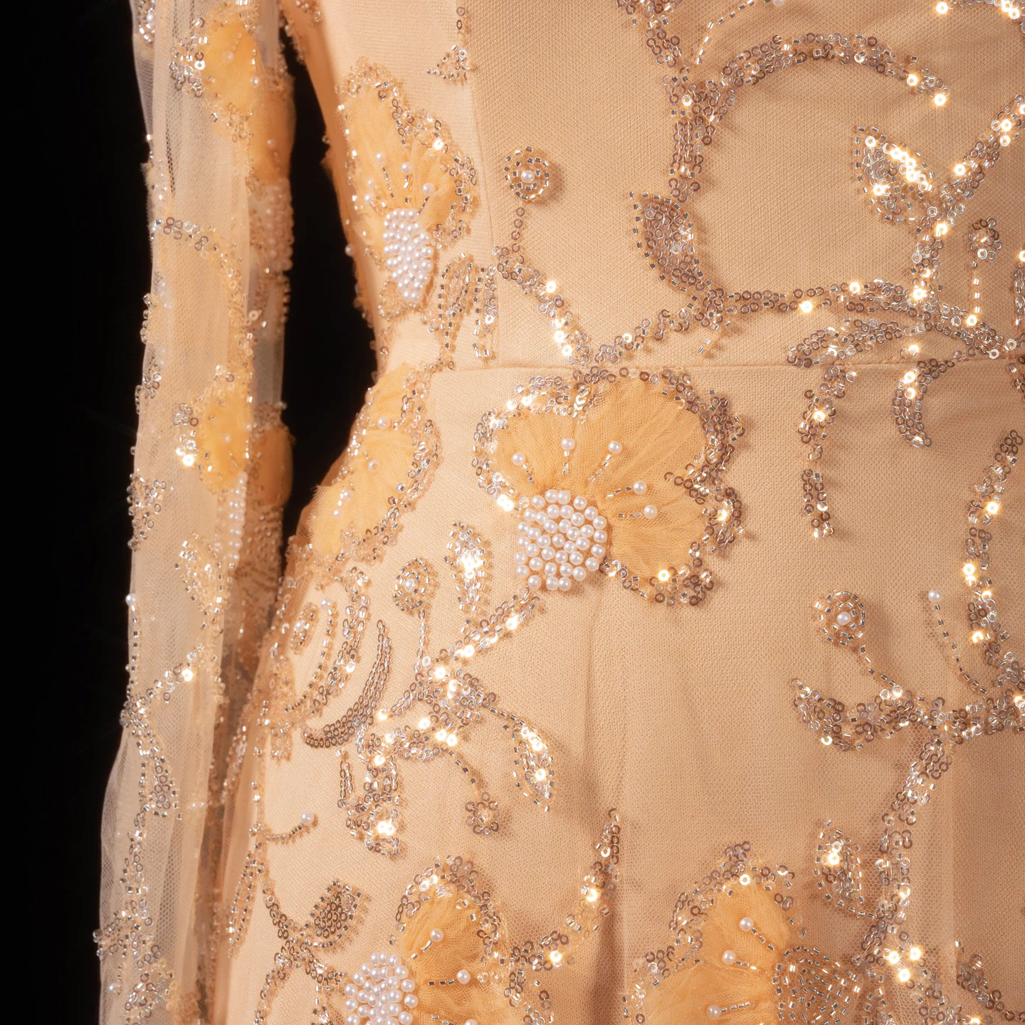 Sharon Said Rosa Elegantes Schulterfreies Abendkleid mit Langen Ärmeln für Damen, Hochzeit, Perlenbesetztes Formelles Ballkleid, SS638 Maßanfertigung – Detail 23