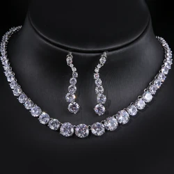 Emmaya New Fashion Hot Sale AAA Zirconia Ornament Charming Necklace And Earring Female Bridal Wedding Party Noble Jewelry Set