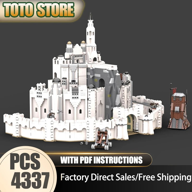 

Модель Magic Rings Moc, строительные кирпичи, модель белого города, технологический блок, игрушка, известная сцена, сборка своими руками, подарок на Рождество и праздник