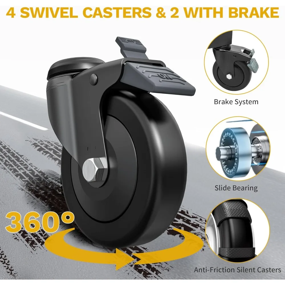 350LBS opvouwbare opvouwbare gereedschapswagen op wielen, opvouwbare service opvouwbare gereedschapswagen met wielen, opvouwbare rollin