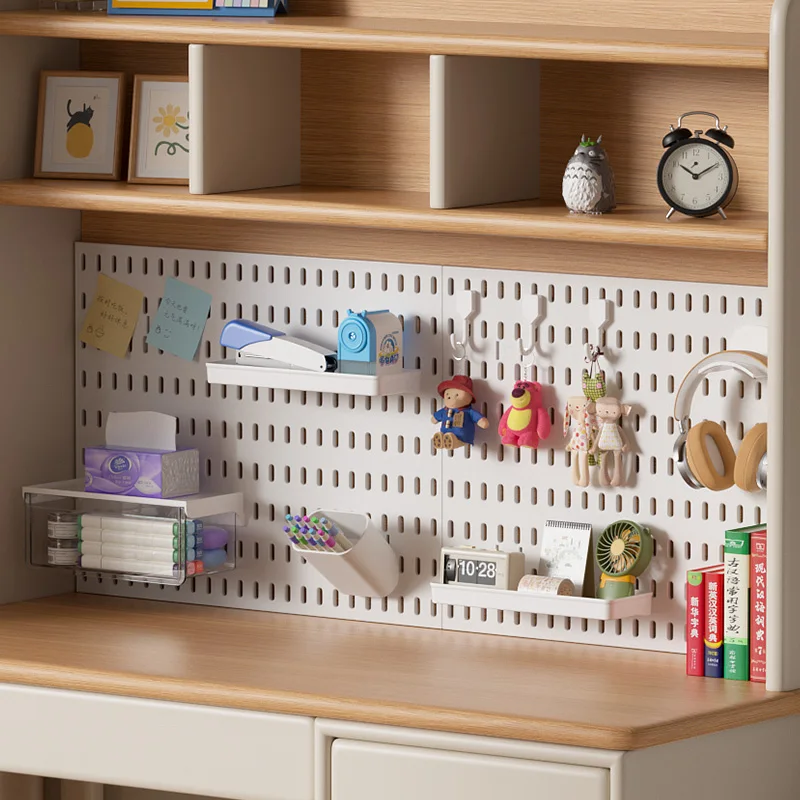 Large Capacity Pegboard Wall Organizer Storage Rack with Hooks and Shelves for Bathroom Kitchen Home Organization