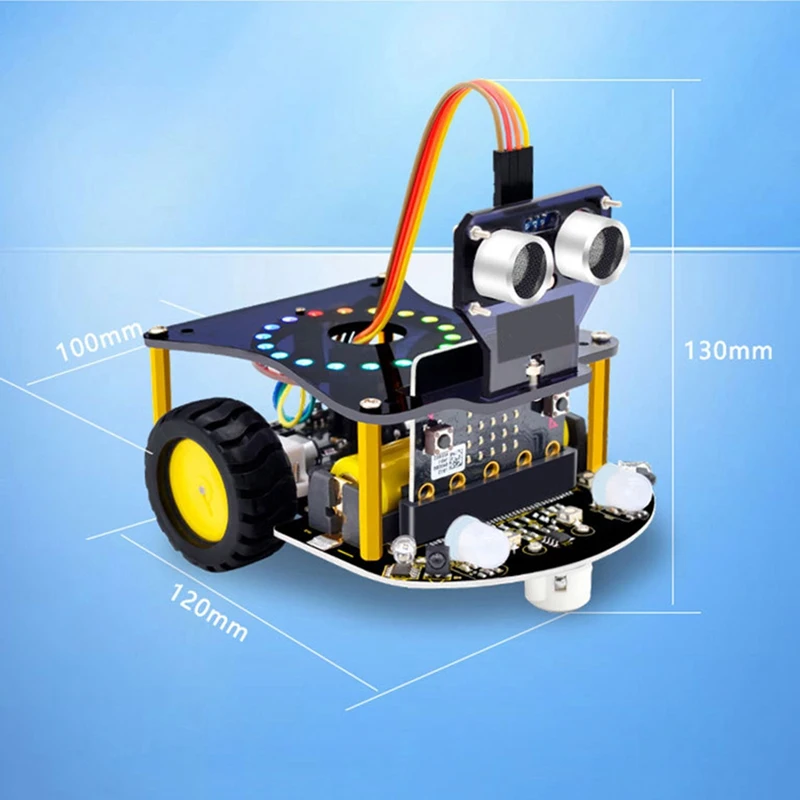 Mini Smart Microbit V2 Robot Car, Micro:Bit Robot Car Kit, Brinquedos de Programação Gráfica, DIY Eletrônico, Sem Bateria