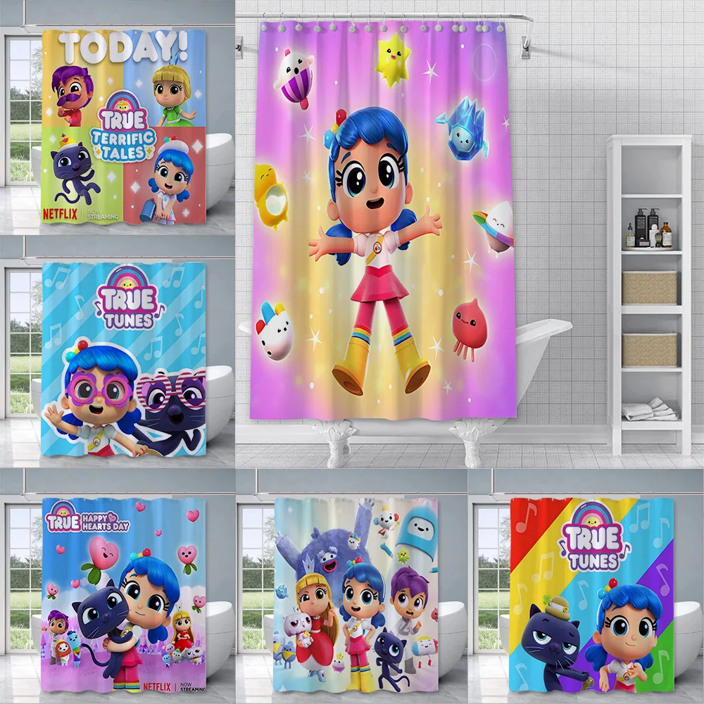 

True and The Rainbow Kingdom Shower Curtain Waterproof Polyester Fabric Paint Bath Curtain Home Bathroom Decor Curtain With Hook