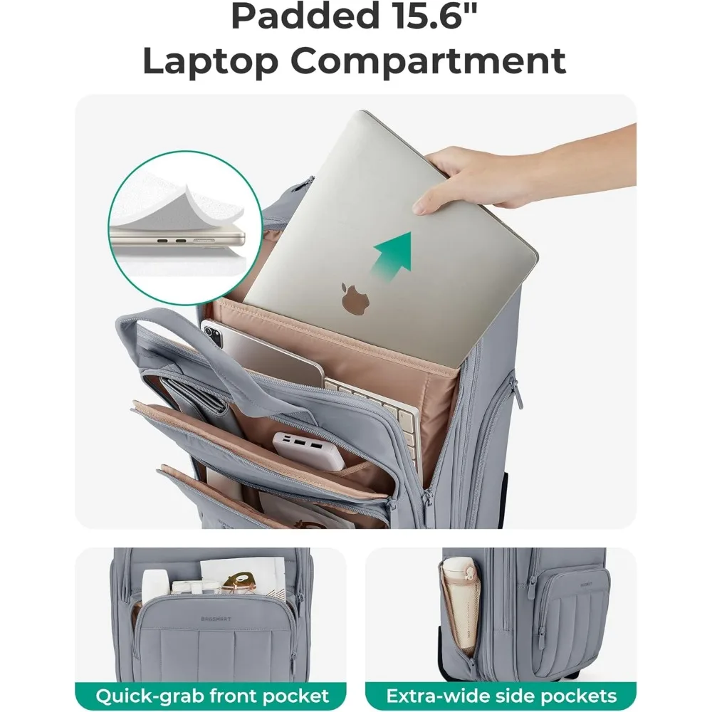 Lightweight 16-inch Underseat Carry-On Luggage with Wheels, Compact Travel Suitcase for Easy Airline Travel