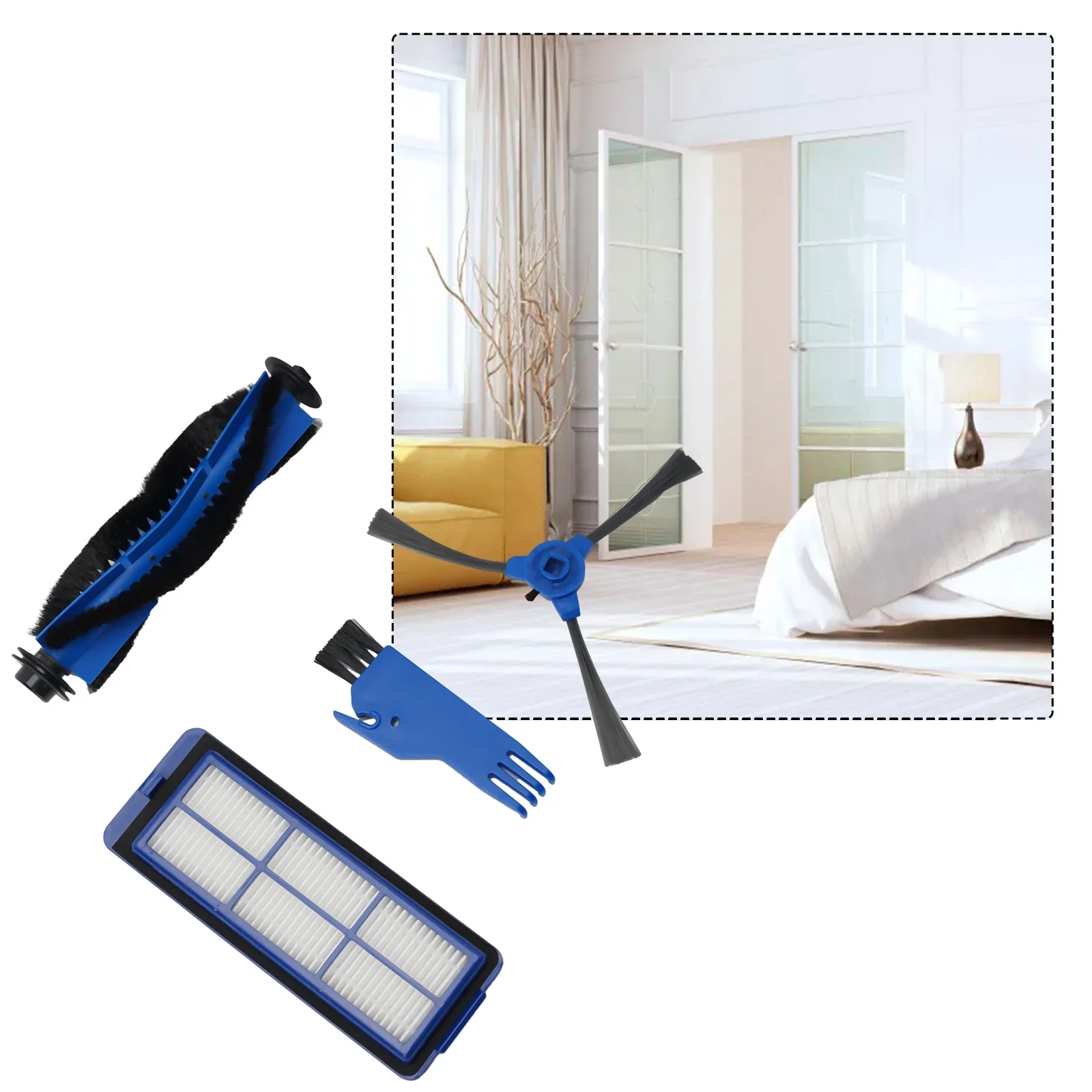 فرشاة مركزية + مرشحات + فرش جانبية + مجموعة فرش تنظيف لقطع غيار المكنسة الكهربائية الروبوتية Robovac 11S Max