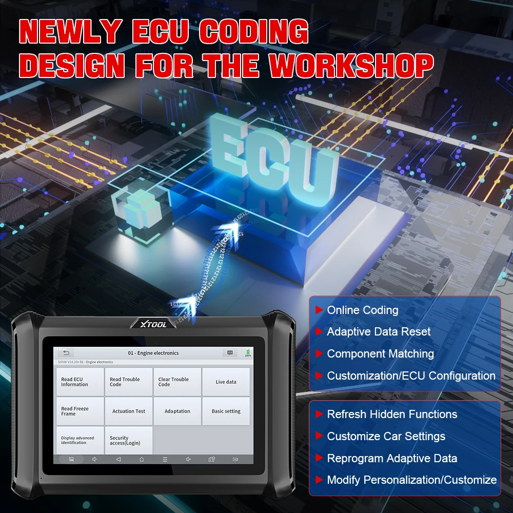 XTOOL D7W All System Diagnostic Tools XTOOL D7 OBD2 Scanner ECU Coding Key Programmer 36+ services Built-in CAN FD & DOIP