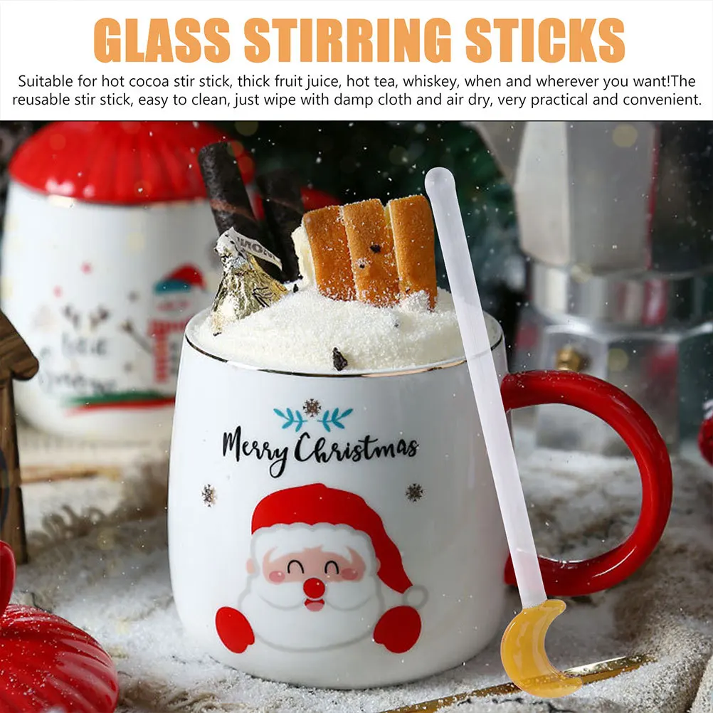 

3Pcs Glass Swizzle Sticks Cocktail Mixers for Minimal Air Bubbles Home Bar Wine Swizzle Sticks Coffee Stirrers