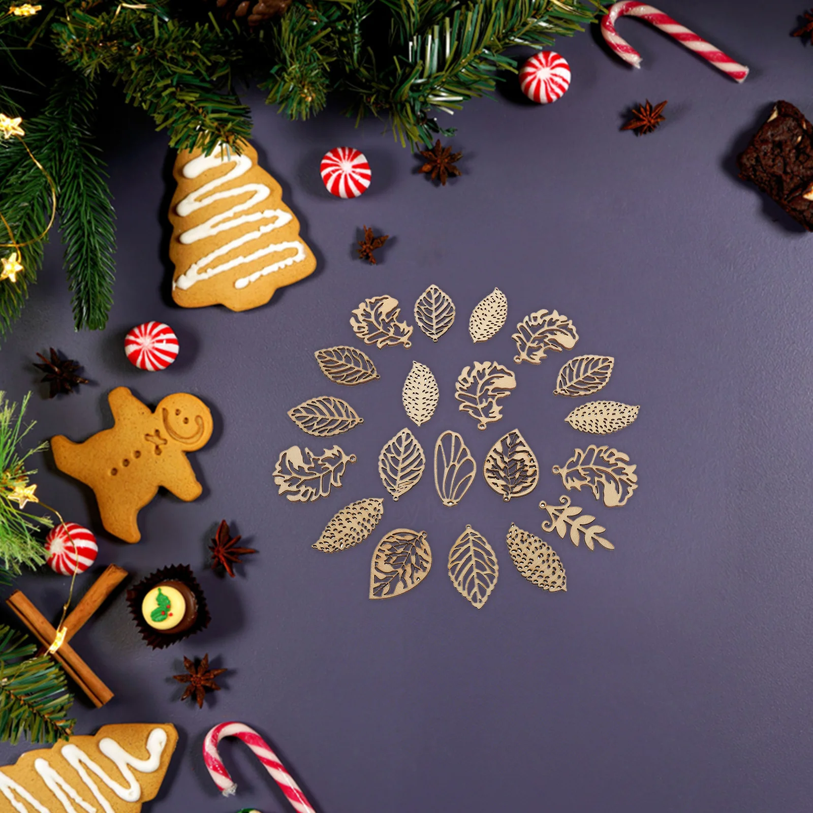 

20Pcs Wood Leaf Craft Pieces Hollow Out for DIY Birthday Party Photo Props Christmas Wedding Holiday Decorations Wood Piece