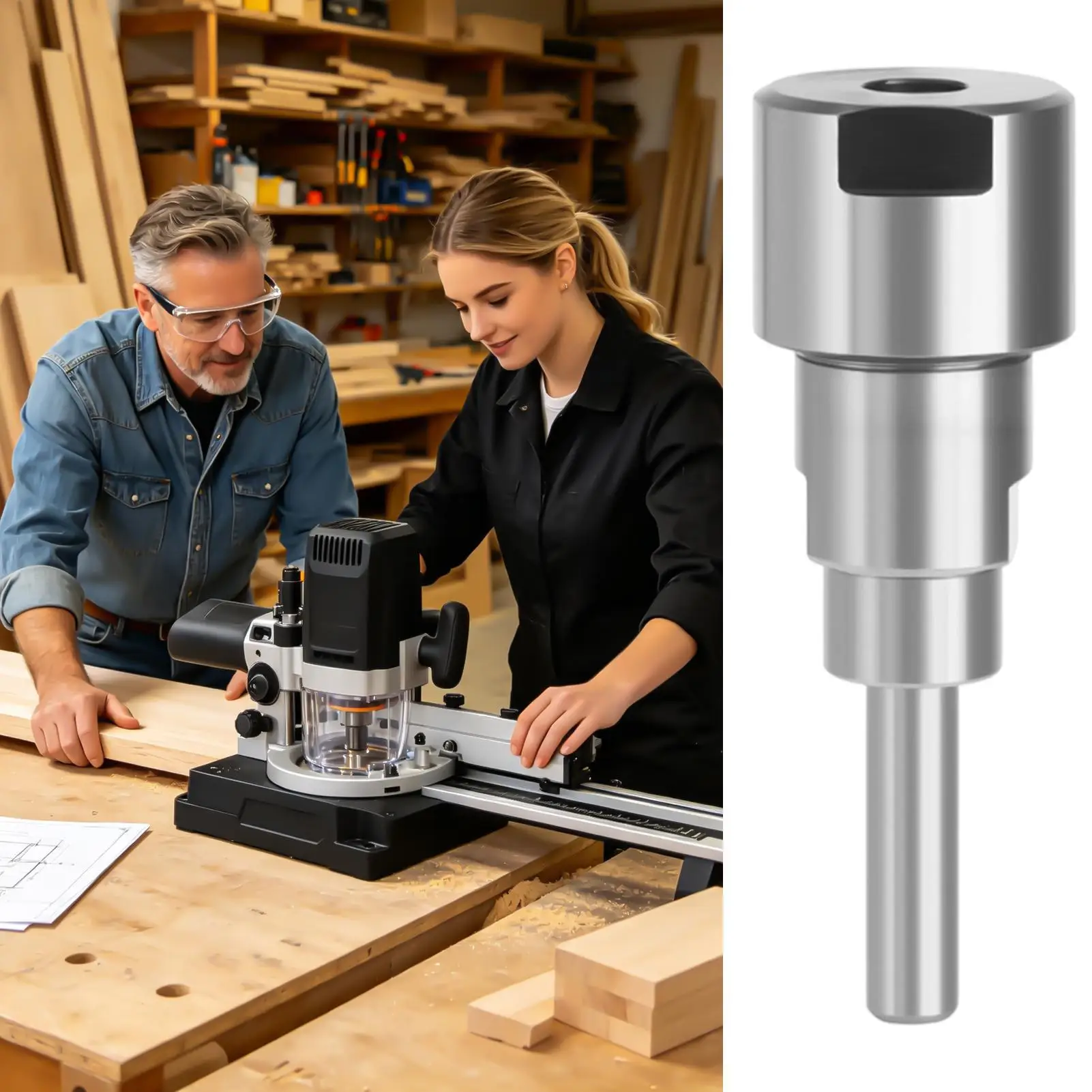 Router Bit Extender Chamfer Gripper End Mill Extension For Wood Engraving Trimming Tight Space Grinding DIY Craft Furniture view 2