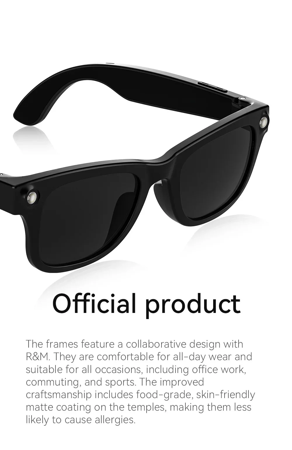 WAi4 Multi Function Smart Glasses Bluetooth Call AI Interpretation Voice Assistant Recording Music Playback Strong Flashlight