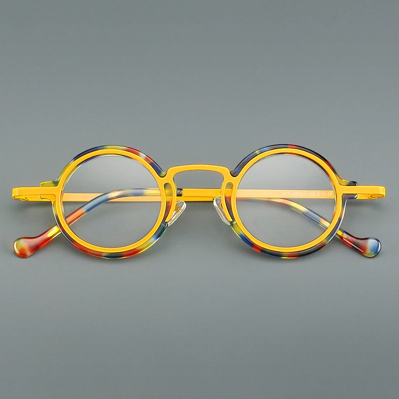 HONKAN Ultraleichter Acetat-Rahmen Metall-Brillengestell Retro Runde Lesebrille für Herren und Damen Hochwertiger Optischer Brillenrahmen – Detail 20