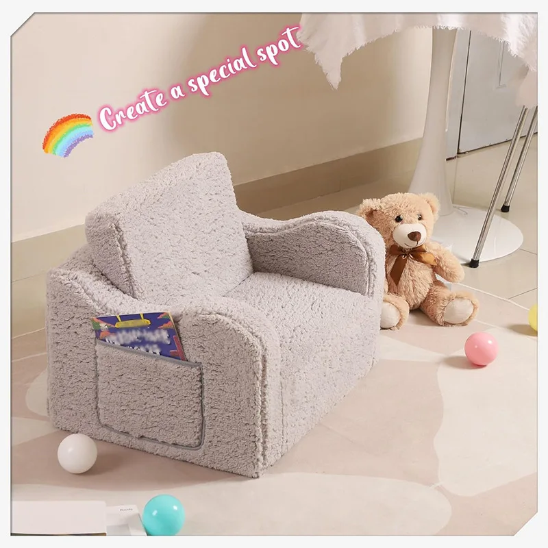 Amazon cross-border manufacturers custom lamb wool foldable children's sofa baby lunch break play chair CPC certification