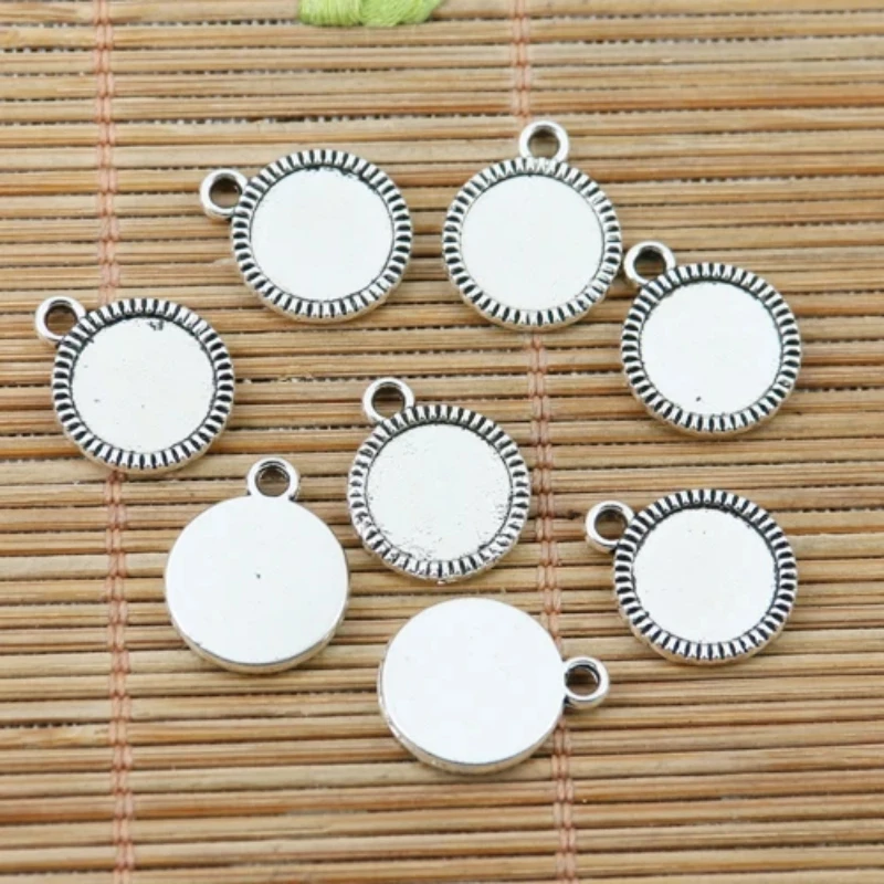 20pcs Tibetan Silver Color Round Cabochon Setting EF2358 Charms for Jewelry Making